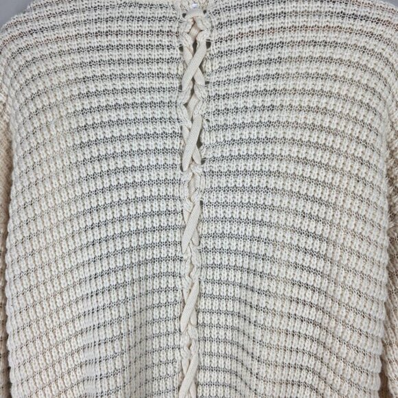 Charming Charlie Ivory Crochet Rope Back Detail Cardigan Sweater - Picture 4 of 6